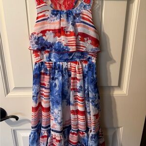 Bonnie Jean Red and White A-Line High-Low Dress